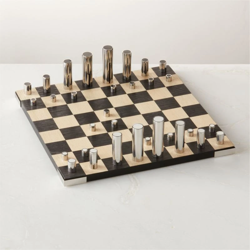 Famiglia Modern Stainless Steel Chess Set 3 Famiglia Modern Stainless Steel Chess Set