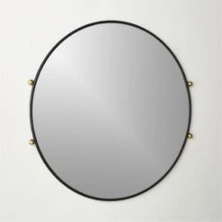 Farren Black Round Wall Mirror 30" -Cb2 FarrenMttBlkMirror30inAVSHF22