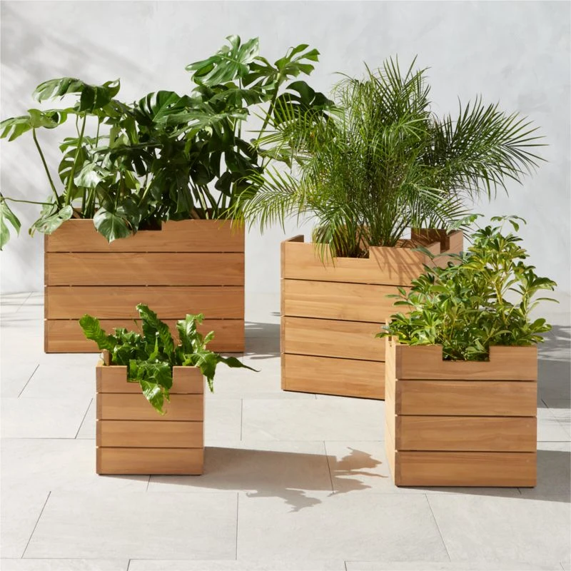 Ferrat Teak Outdoor Planters 3 Ferrat Teak Outdoor Planters