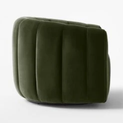 Fitz Channeled Green Velvet Swivel Chair -Cb2 FitzGreenVelvetChairSDSSS22