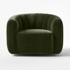 Fitz Channeled Green Velvet Swivel Chair -Cb2 FitzGreenVelvetChairSOSSS22