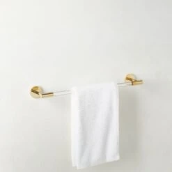 Flynn Crystal And Unlacquered Brass Towel Bar 18" -Cb2 FlynnCrystUnldBrsTwlBr18ROS23