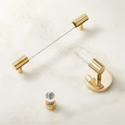 Flynn Crystal Unlacquered Brass Hook 8 Flynn Crystal Unlacquered Brass Hook -Cb2 FlynnPlshdBrsNCrystlGrpFHF22