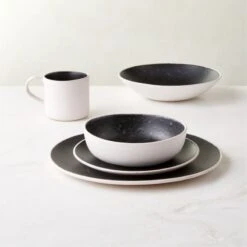 Fynn Black And White Soup Bowl With Reactive Glaze 7 Fynn Black And White Soup Bowl With Reactive Glaze -Cb2 FlynnRctvGroupFHS23 3