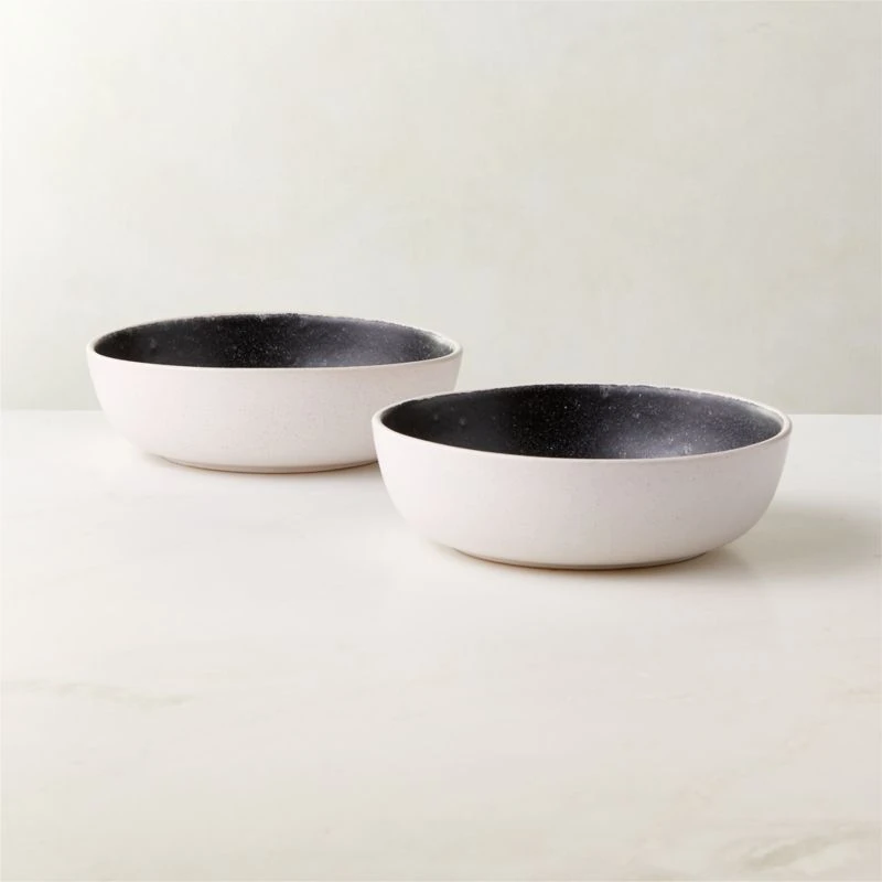 Fynn Black And White Soup Bowl With Reactive Glaze 4 Fynn Black And White Soup Bowl With Reactive Glaze - Image 2