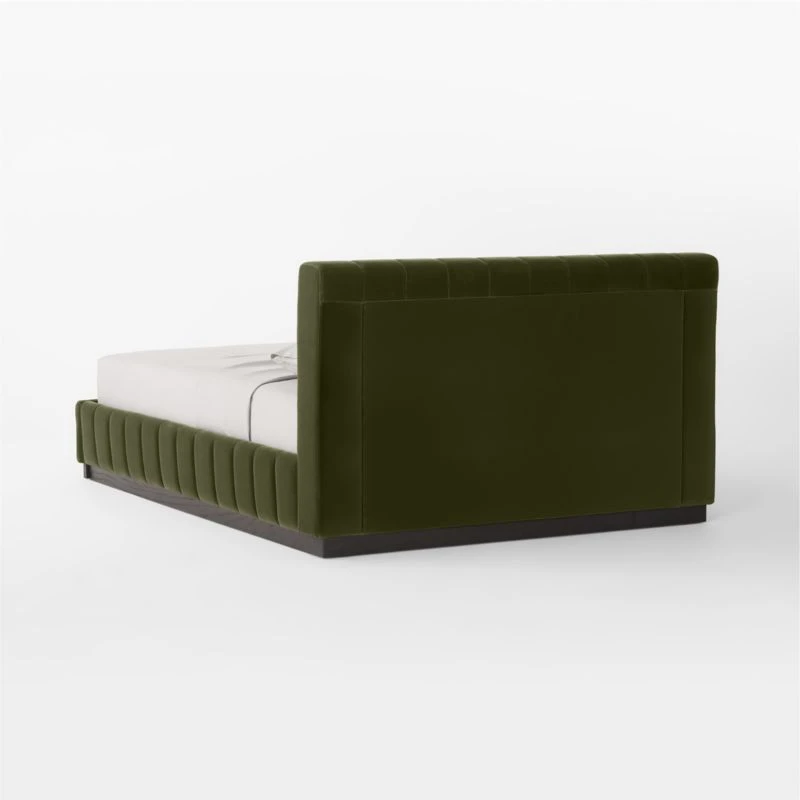 Forte Channeled Green Velvet Queen Bed 7 Forte Channeled Green Velvet Queen Bed - Image 5