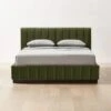 Forte Channeled Green Velvet Queen Bed -Cb2 ForteGreenQueenBedSHF22