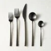 Galileo 5-Piece Brushed Black Flatware Set 2 Galileo 5-Piece Brushed Black Flatware Set -Cb2 GalileoBrdBlack5PcPlcStSHF23