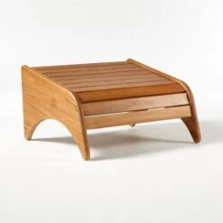 Gartner Teak Outdoor Ottoman -Cb2 GartnerTeakLoungeOttoman3QSSS21