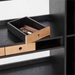 Genova Black Ebonized Oak Bookcase -Cb2 GenovaEbdOakPrstBkCsAVSSF22