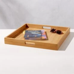 Giacomo Teak Decorative Tray -Cb2 GiacomoTeakTrayAV2SHS23