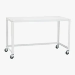 Go-Cart White Metal Desk On Wheels -Cb2 GoCartDeskWhite3QS13