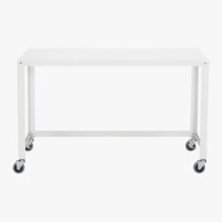 Go-Cart White Metal Desk On Wheels -Cb2 GoCartDeskWhiteS13