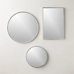 Graduate Polished Nickel Round Wall Mirror 36" 9 Graduate Polished Nickel Round Wall Mirror 36" -Cb2 GraduatePlshdNickelGroupFHF21