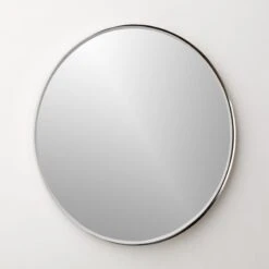 Graduate Polished Nickel Round Wall Mirror 36" 7 Graduate Polished Nickel Round Wall Mirror 36" -Cb2 GraduateRndNklMirror36inAVSHF21