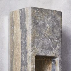 Graziano Indoor/Outdoor Dark Grey Travertine Wall Sconce -Cb2 GrazianoGryTrvrtnWllScncAV2SHF23