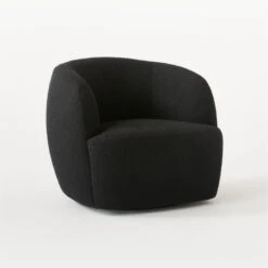 Gwyneth Black Boucle Swivel Chair Set Of 2 -Cb2 GwynethBkBclChairBlcNoir3QSSS21 1