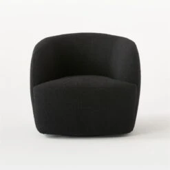 Gwyneth Black Boucle Swivel Chair Set Of 2 -Cb2 GwynethBkBclChairBlcNoirSOSSS21 1