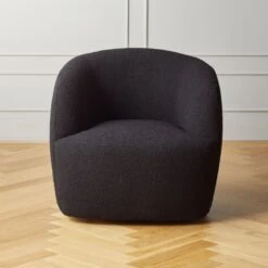 Gwyneth Black Boucle Swivel Chair
