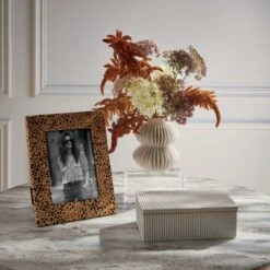 Celia White Porcelain Vase -Cb2 HaironHideCheetahPrintFrameNV20 1x1