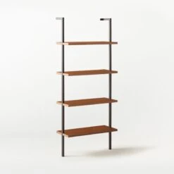 Helix Walnut Wood Wall Mount Bookshelf 70'' -Cb2 Helix70inWalnutBookcase3QSSS21