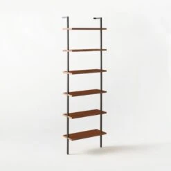 Helix Walnut Wood Wall Mount Bookshelf 96'' 19 Helix Walnut Wood Wall Mount Bookshelf 96'' -Cb2 Helix96inWalnutBookcase3QSSS21
