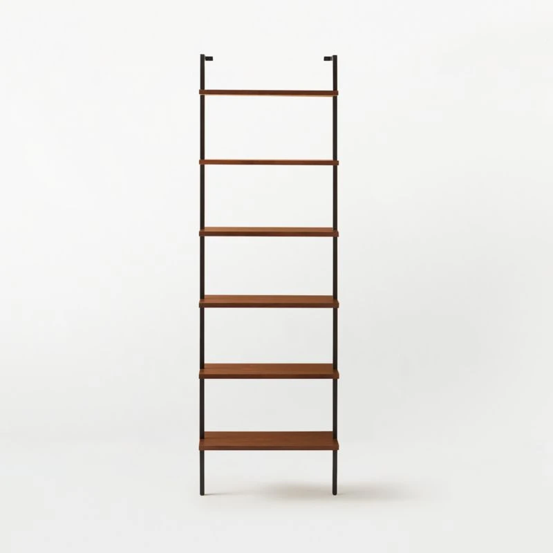 Helix Walnut Wood Wall Mount Bookshelf 96'' 9 Helix Walnut Wood Wall Mount Bookshelf 96'' - Image 7