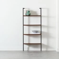 Helix Walnut Wood Wall Mount Bookshelf 70'' -Cb2 HelixBookcaseWalnutROS20 1x1