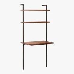 Helix Walnut Wood Wall Mount Desk With Shelves 70'' -Cb2 HelixShortDeskWalnut3QS20
