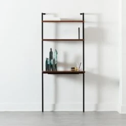 Helix Walnut Wood Wall Mount Desk With Shelves 70'' -Cb2 HelixShortDeskWalnutROS20 1x1