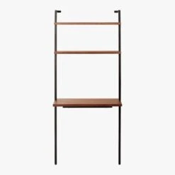 Helix Walnut Wood Wall Mount Desk With Shelves 70'' -Cb2 HelixShortDeskWalnutSOS20