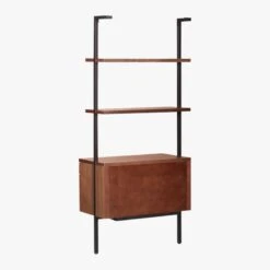 Helix 70" Walnut Bookcase With 2 Drawers -Cb2 HelixShortShlf2DrwWalnut3QBS20