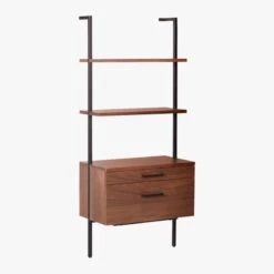 Helix 70" Walnut Bookcase With 2 Drawers -Cb2 HelixShortShlf2DrwWalnut3QS20