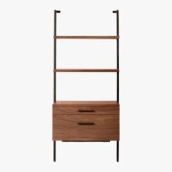 Helix 70" Walnut Bookcase With 2 Drawers -Cb2 HelixShortShlf2DrwWalnutSOS20
