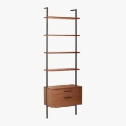 Helix 96" Walnut Bookcase With 2 Drawers -Cb2 HelixTallShlf2DrwWalnut3QS20