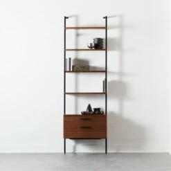 Helix 96" Walnut Bookcase With 2 Drawers -Cb2 HelixTallShlf2DrwWalnutROS20 1x1