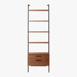 Helix 96" Walnut Bookcase With 2 Drawers -Cb2 HelixTallShlf2DrwWalnutSOS20