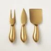 Helms Gold Cheese Knives Set Of 3 -Cb2 HelmsGoldCheeseKnvsS3SHF18