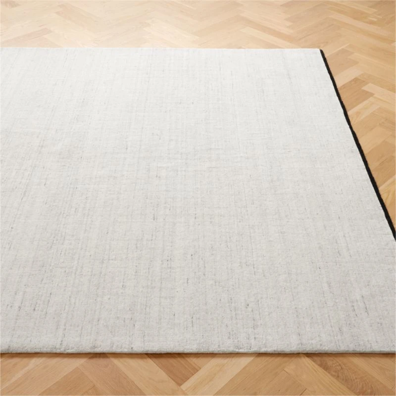 Henry Handloomed Black And White Wool Area Rug 5'x8' 4 Henry Handloomed Black And White Wool Area Rug 5'x8' - Image 2