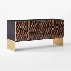 Tiled Horn And Acacia Wood Credenza -Cb2 HornMediaCredenza3QSSF21