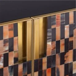 Tiled Horn And Acacia Wood Credenza -Cb2 HornMediaCredenzaAVSSF21