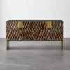 Tiled Horn And Acacia Wood Credenza -Cb2 HornMediaCredenzaSHF21