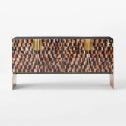 Tiled Horn And Acacia Wood Credenza -Cb2 HornMediaCredenzaSOSSF21