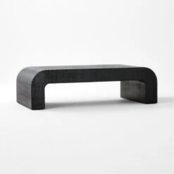 Horseshoe Black Laquered Linen 60" Coffee Table 9 Horseshoe Black Laquered Linen 60" Coffee Table -Cb2 HorseshoeBkLqdLnRctCffTbl3QSSF21