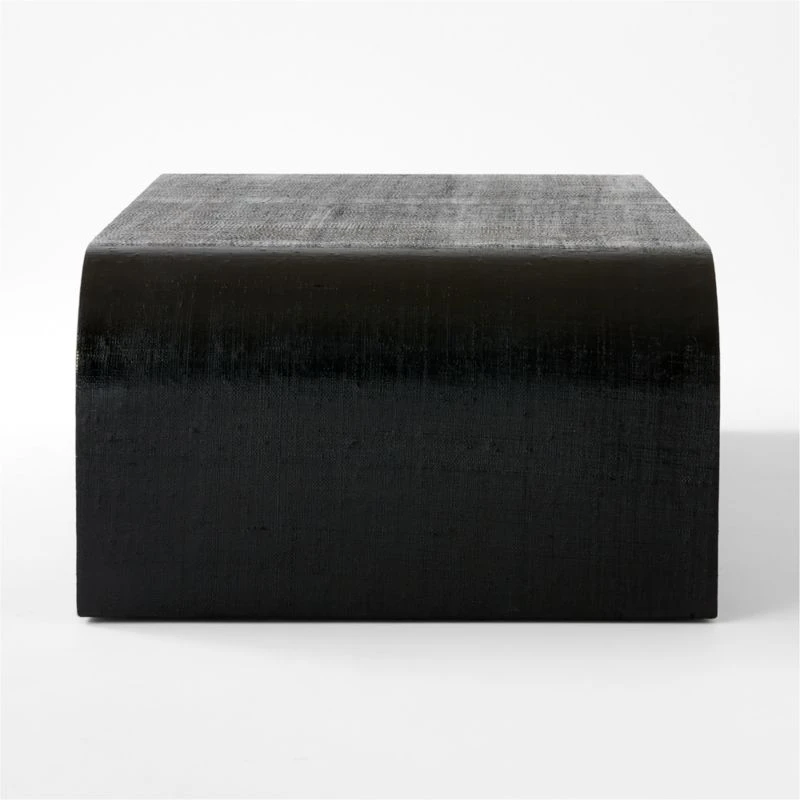 Horseshoe Black Laquered Linen 60" Coffee Table 6 Horseshoe Black Laquered Linen 60" Coffee Table - Image 4