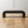 Horseshoe Black Laquered Linen 60" Coffee Table -Cb2 HorseshoeBkLqdLnRctCffTblSHF21