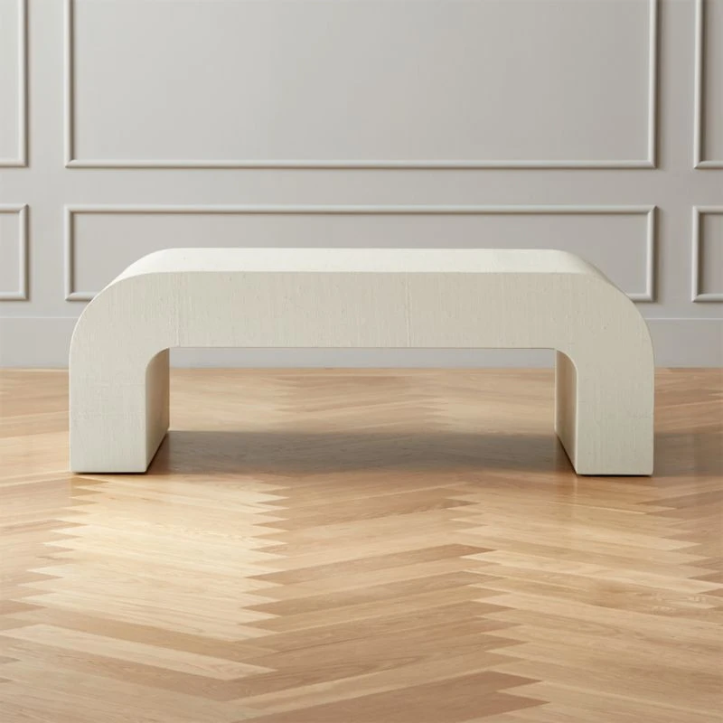 Horseshoe Ivory Lacquered Linen 46" Coffee Table 3 Horseshoe Ivory Lacquered Linen 46" Coffee Table