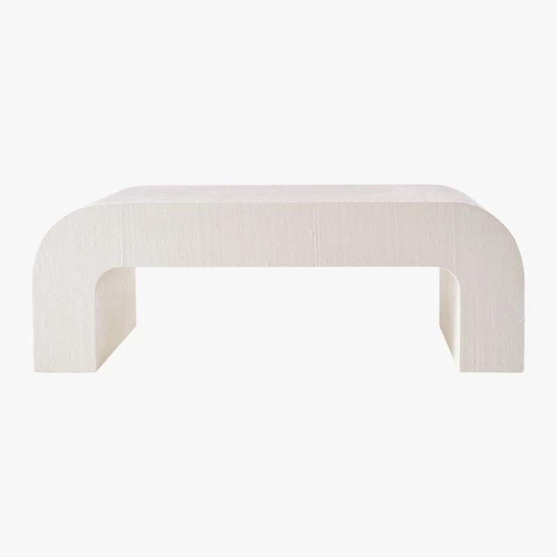 Horseshoe Ivory Lacquered Linen 46" Coffee Table 7 Horseshoe Ivory Lacquered Linen 46" Coffee Table - Image 5