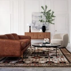 Via Large Travertine Knot -Cb2 HoxtonSaddleLeatherSofaAG21 1x1