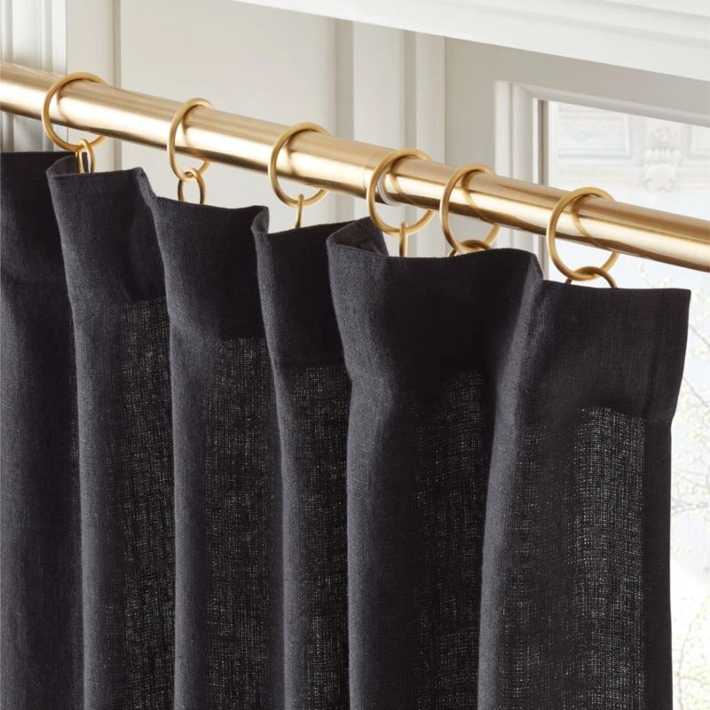 Heavyweight Black Linen Window Curtain Panel 48''x84'' 4 Heavyweight Black Linen Window Curtain Panel 48''x84'' - Image 2